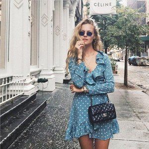 Realisation Par Blue/White Polka Dot Wrap Dress